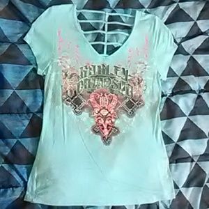 Harley-Davidson sequin cotton Tshirt